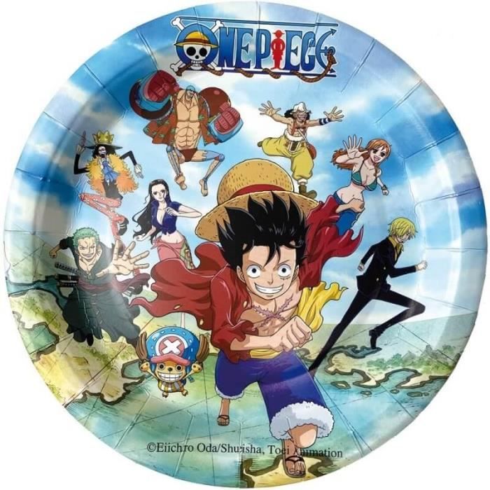 8 Assiettes rondes 23cm en carton anniversaire Manga: One Piece REF/12802-ON