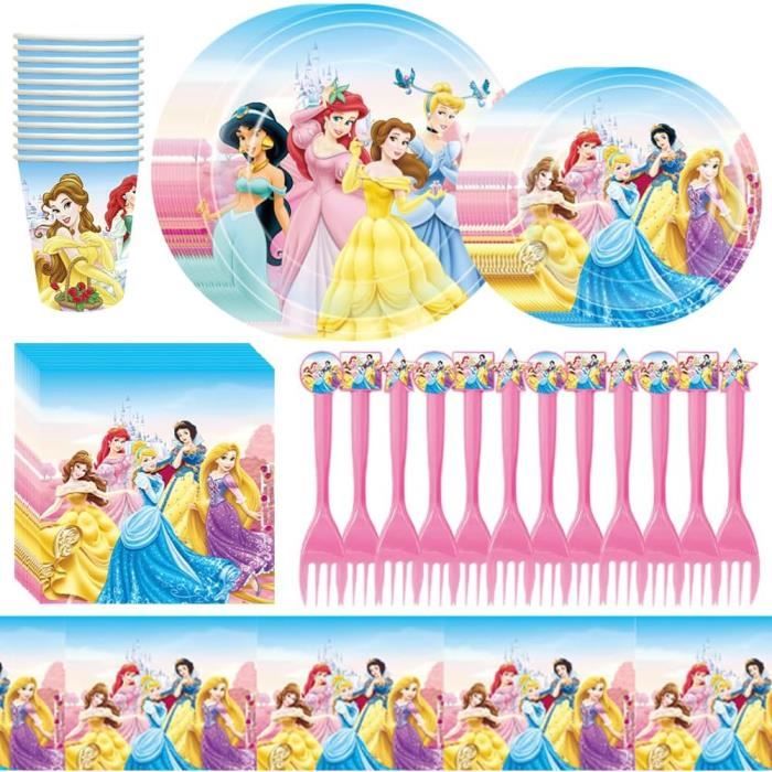 Ensemble De Vaisselle D'anniversaire Princesse,Alice Décorations Et Accessoires De Fête Pour 20 Personnes, Assiettes Pour Fêtes D'enfants De Fête De Assiettes, Tasses Et Serviettes,nappe