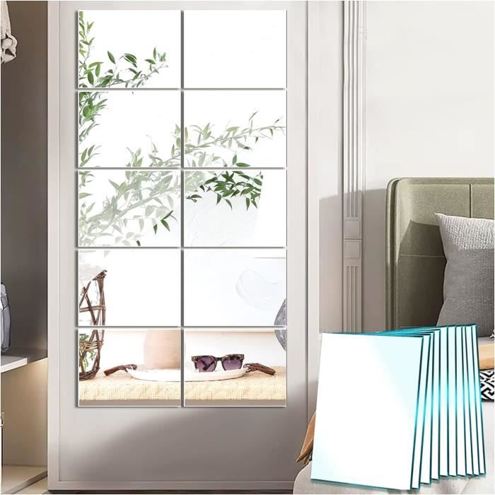 JMITHA Lot De 4 Miroirs Muraux Adhésifs HD 2mm - Grand Miroir Sans Cadre Pour Décoration Et Maquillage