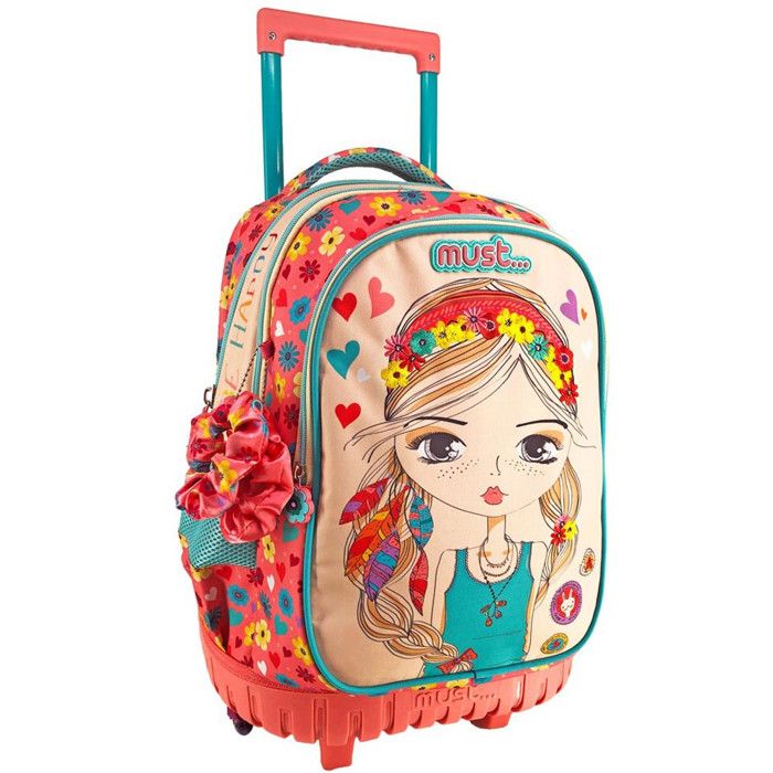 Sac à dos à roulettes Girl Flower Must Be Happy 45 CM Trolley Sac à dos à roulettes Girl Flower Must Be Happy 45 CM Trolley
