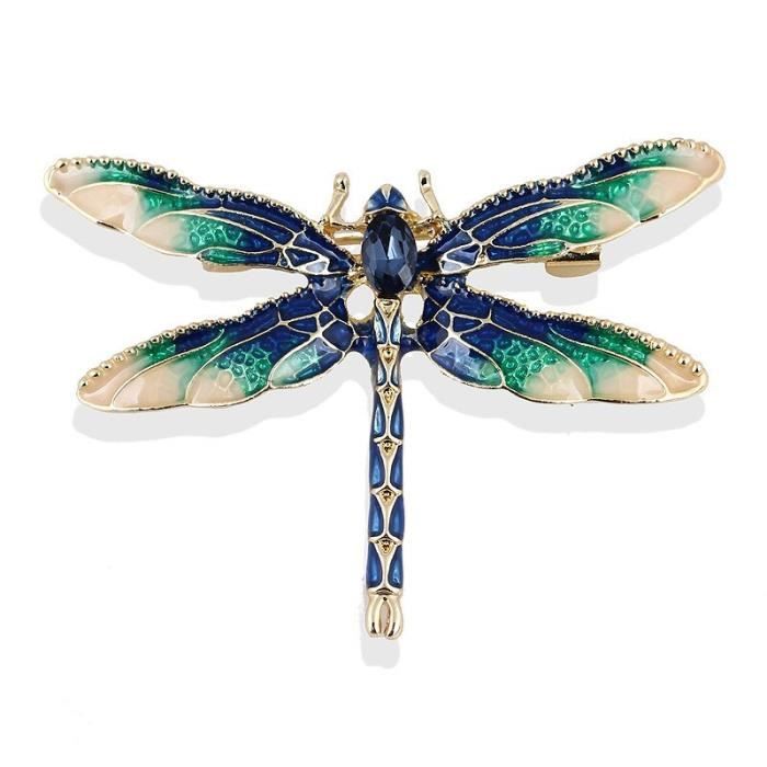 Grande Broche Libellule Strass Et Cristaux – Métal Argenté, Bijou Fantaisie