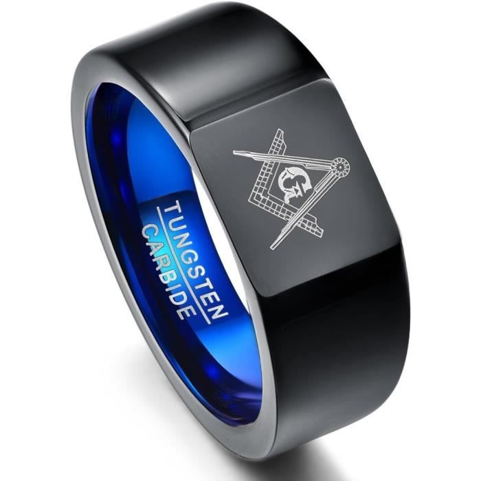 Bague Tungstène Unisexe NUNCAD - Noir Et Argent 8mm, Taille Adjustable
