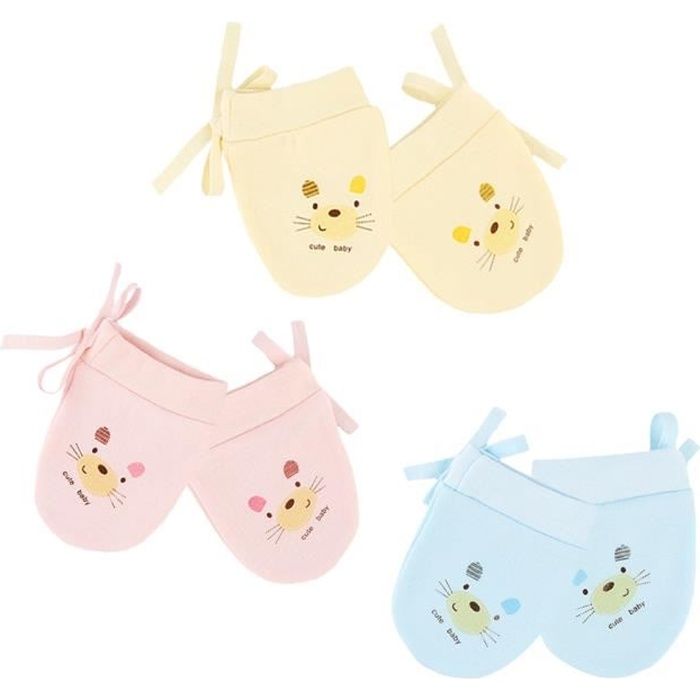 Eozy 3 Paires Moufles De Protection Anti Griffures Coton Anti Scratch Moufles Bebe Fille Garcon 0 6 Mois Naissance Cdiscount Puericulture Eveil Bebe