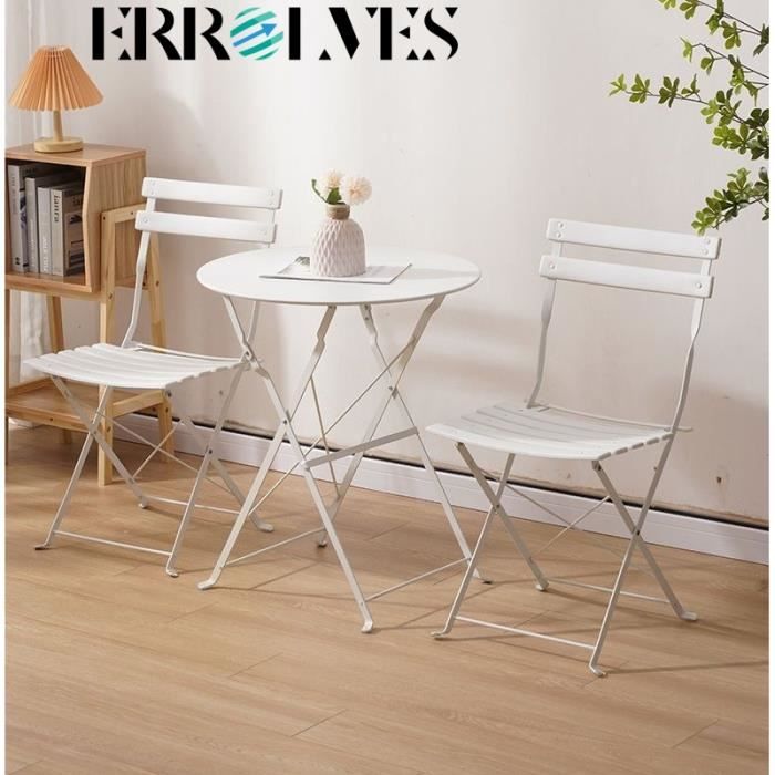 Ensemble table et chaises de jardin pliantes - ERROLVES - Blanc - Style contemporain - Pratique et confortable