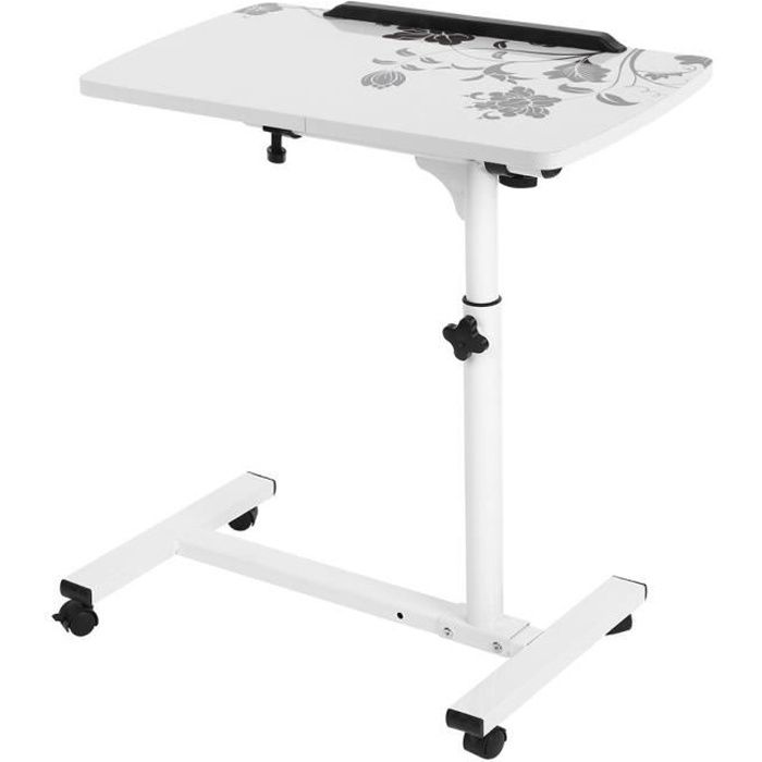magic table de lit table pour ordinateur portable hauteur réglable roulettes blanc 62-88cm