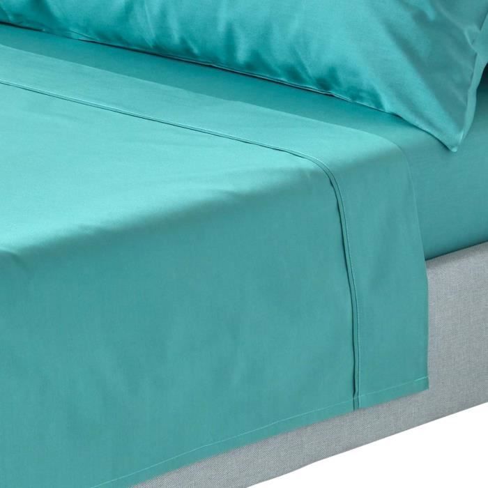 Drap plat - 100% Coton Égyptien - Sarcelle - 200 Fils - 230 x 255 cm - Uni Drap plat - 100% Coton Égyptien - Sarcelle - 200 Fils - 230 x 255 cm - Uni