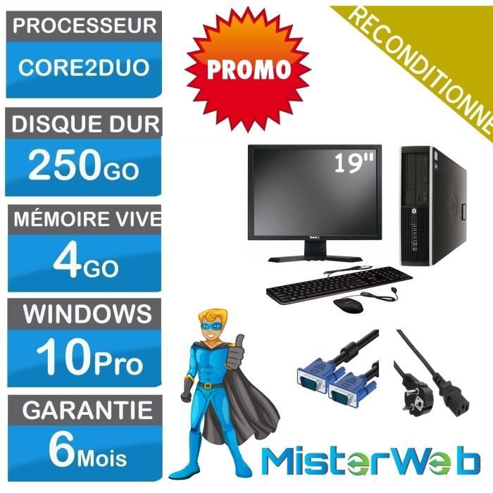 Ordinateur de Bureau complet - HP 6000 Pro - 250Go HDD - 4Go Ram - Win 10 - Hewlett packard