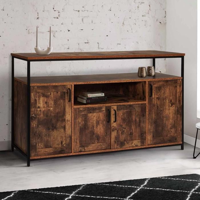 ID MARKET buffet 4 portes 140 cm Moderne effet vieili