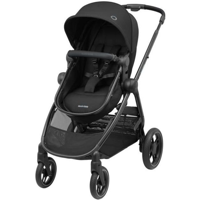 MAXI-COSI Poussette 2 en 1 Zelia 3, nacelle intégrée, 4 roues, Essential Black