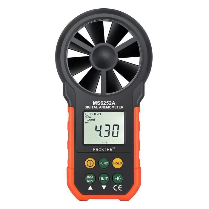 Anémomètre Numérique Portable - Mesure Vitesse Vent (5 Unités) Et Température, écran LCD Rétroéclairé, Pour Voile, Pêche, Bricolage - 5
