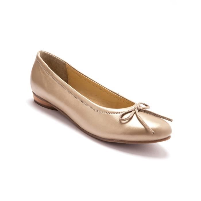 Ballerines cuir grande largeur - PEDICONFORT® - Femme - Jaune - Dore - Aérosemelle®