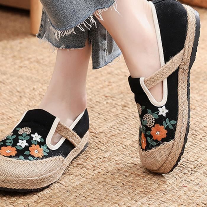 Garosa chaussures de paille vintage plates Chaussures de paille en