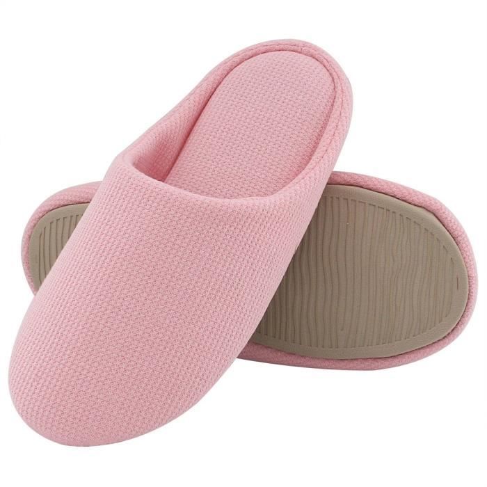 ofoot Tissu de Coton Biologique des Femmes est Confortable de Fils Plats Pantoufles Lavable Feuillet Intérieur Extérieur pour des Chaussures. 