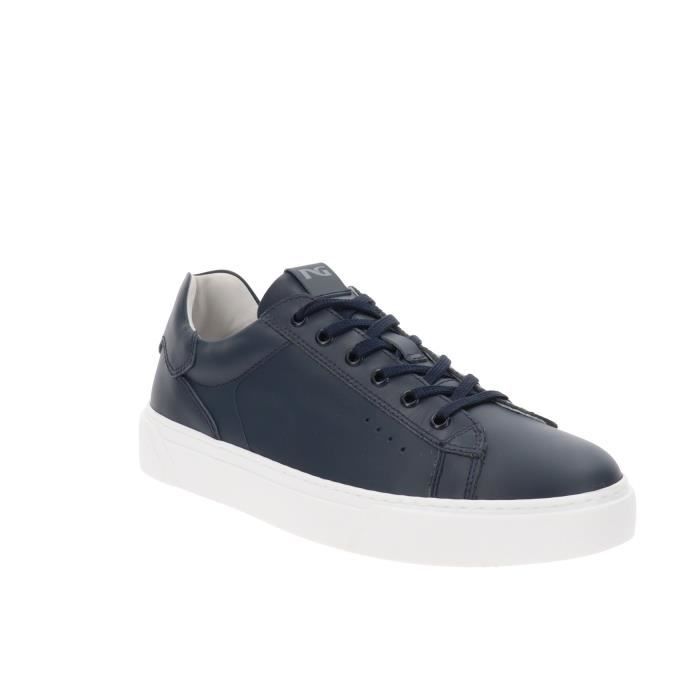 Nero Giardini Baskets en cuir pour homme - NeroGiardini - Dessus en cuir - Fermeture à lacets - Bleu