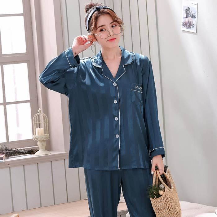Pantalon En Flanelle Pour Femme - Pyjama Ample, Manches Longues, Avec Dentelle - Décontracté, Pour La Maison - Nylon/élasthanne