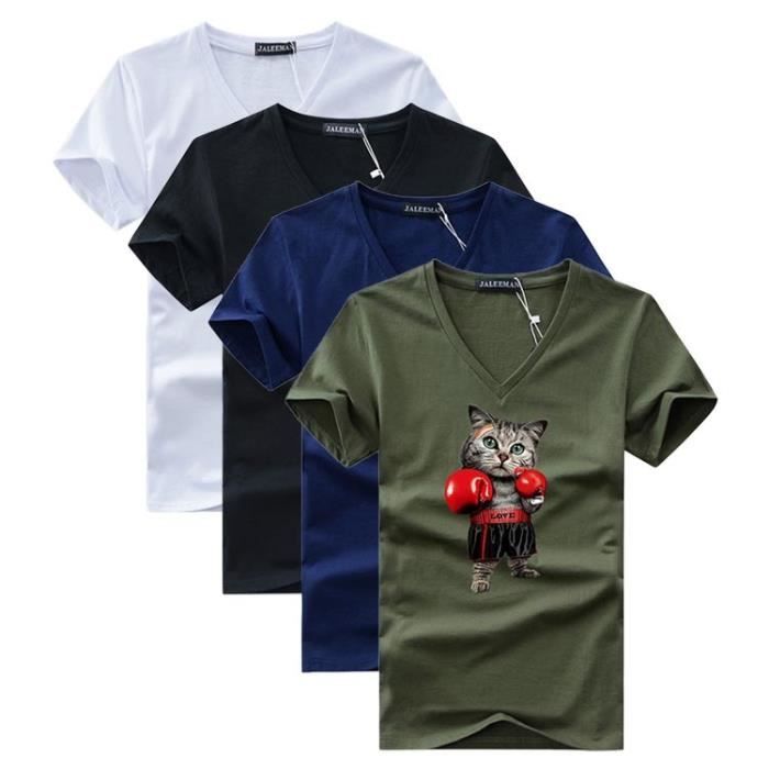 T-shirt Sport Homme Manches Courtes Col V - Respirant, Séchage Rapide - Couleurs Noir Et Blanc - Décontracté Tendance - 3