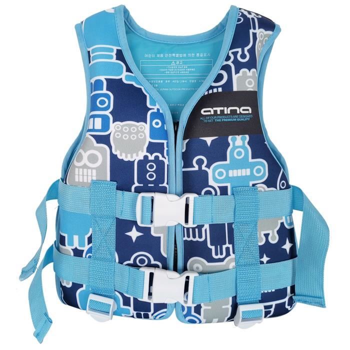 Gilet Bain pour Enfants Floating Jacket - Gilets de Flottaison De Bain pour Enfants Assist Maillots De Bain Formation 7-10ans -bleu