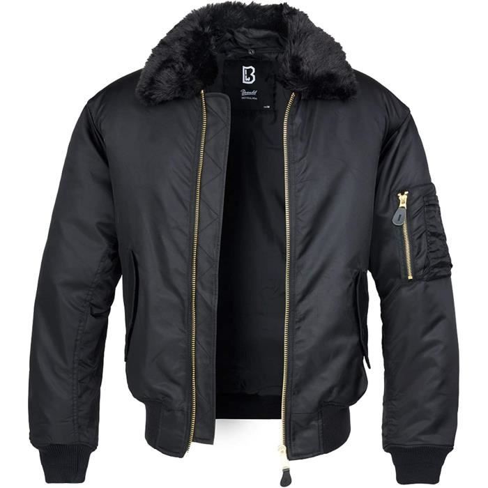 Veste MA2 Col Fourrure Homme - BRANDIT - Noir - Homme - Adulte Couleur - Cdiscount Pr??t-?�-Porter