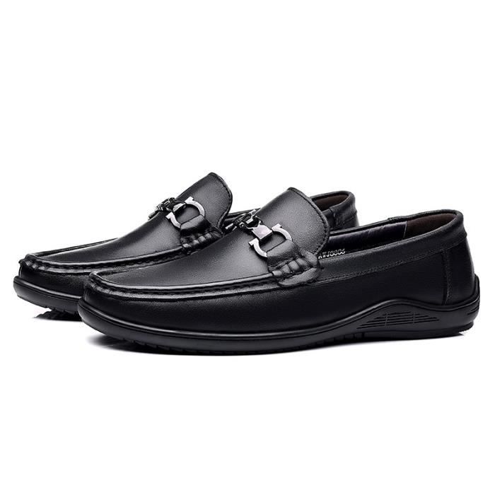 Mocassin Homme en cuir noir doux et confortable avec aération