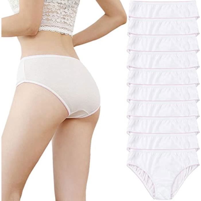 Slips Jetables Femme 100 Coton Lot de 10 Hopital Grossesse Accouchement Voyage Massage blanche Cdiscount Pret a Porter