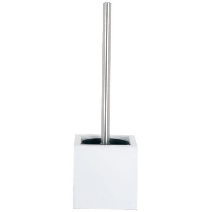 WENKO Brosse WC Céramique Flakon - Porte-Brosse Fermé Élégant - Tête Interchangeable Noire - Blanc