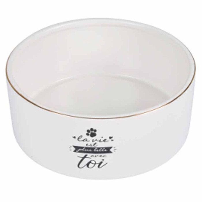 Comparer les prix de Gamelle pour Chien & Chat - PARIS PRIX - Modèle 'la Belle Vie' - Céramique - 16cm - Bord doré
