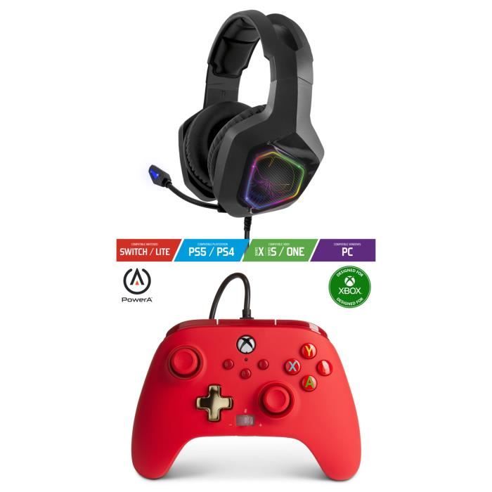 Pack Manette XBOX ONE-S-X-PC ROUGE EDITION OFFICIELLE + Casque