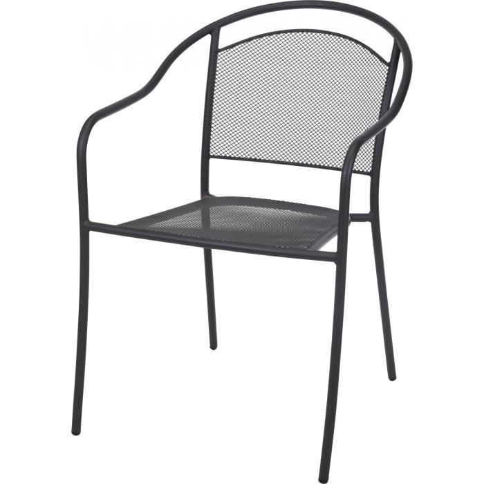 pro garden chaise empilable 55 x 81 cm gris acier