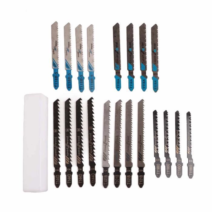 Lot De 28 Lames De Scie Sauteuse Professionnelles Tige U - 6TPI à 32TPI Pour Bois, Plastique Et Métal (85mm Et 100mm)