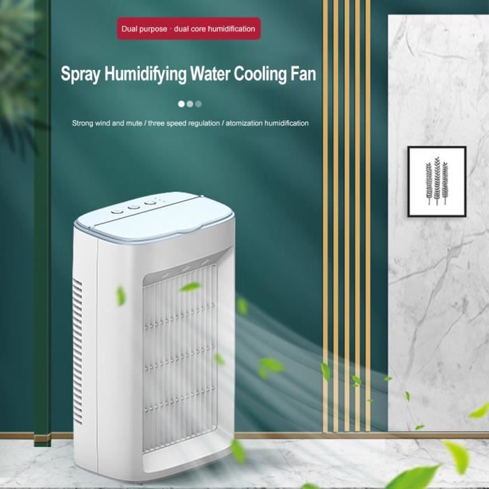 Mini Climatiseur Portable USB - Ventilateur Refroidisseur D'Air Silencieux 3 Vitesses, Humidificateur Personnel Rechargeable (Jaune)