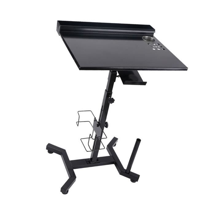 Poste De Travail Mobile Multifonctionnel - Chariot Bureau Ordinateur Portable Avec Roulettes, Hauteur Réglable 62-88 Cm
