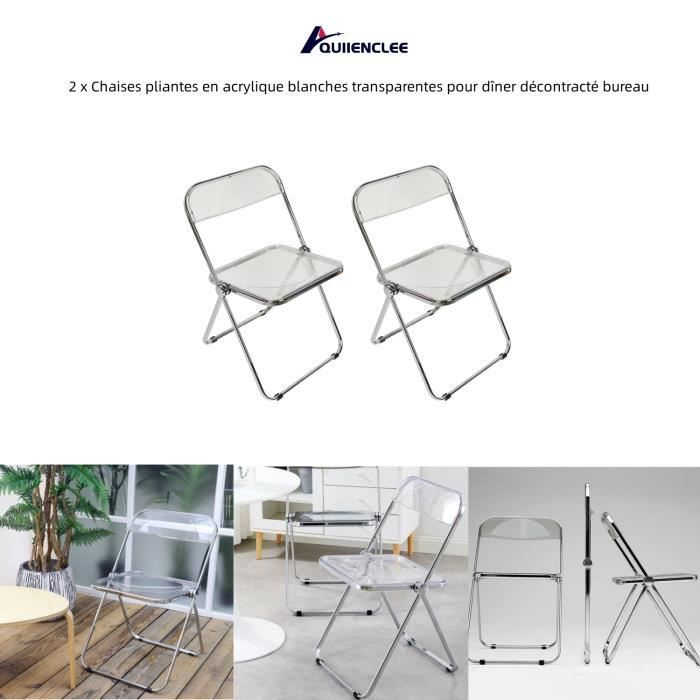 chaises pliantes en acrylique blanches transparentes - quiienclee - bureau - campagne - extérieur