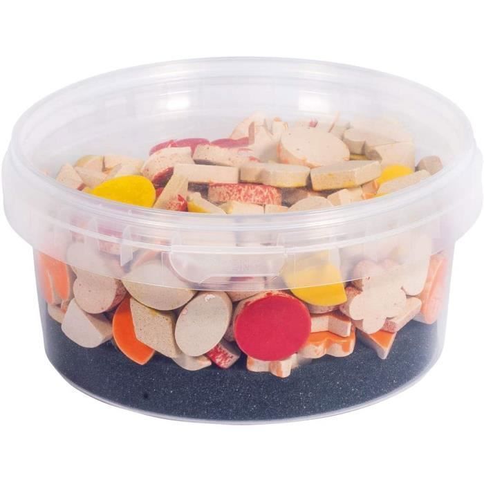 Mosaïque Fun Ceramica Rayher - 192 Tesselles Orange/jaune/rouge, 16 Formes, Pour Déco Intérieur/extérieur