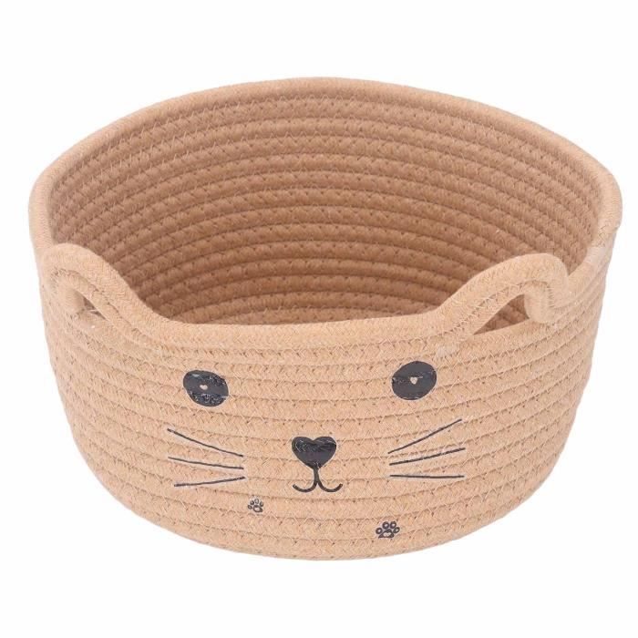 Meilleurs prix pour Shipenophy Panier de Rangement en Corde de Coton Forme de Chat Multi Fonctionnel Lavable pour Enfants et Amoureux des Chats