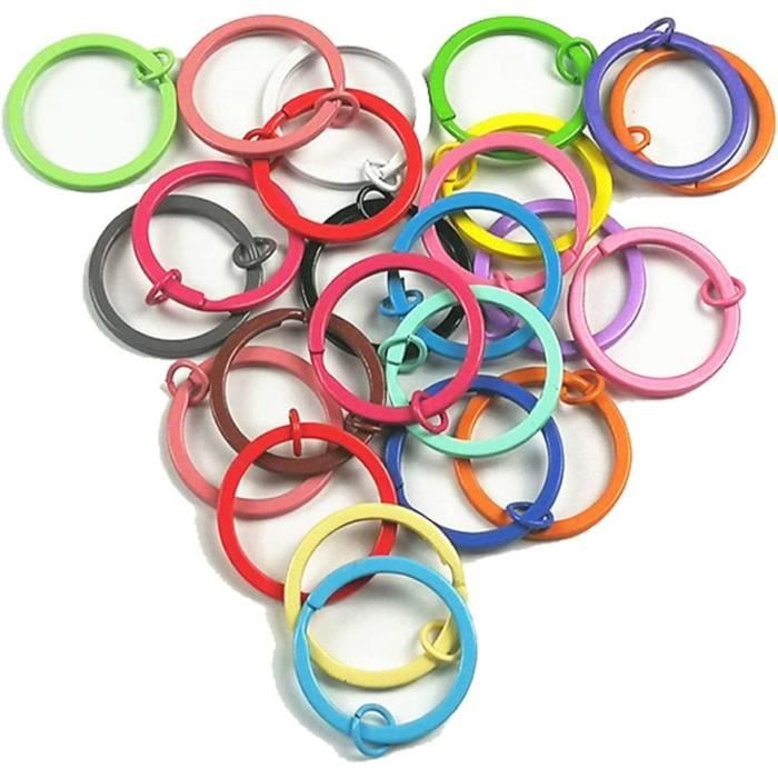 10 Anneaux Fendus Métal 20-40 Mm – Porte-clés Plats Double Boucle, Pour Clés, Bricolage, Acier Inox