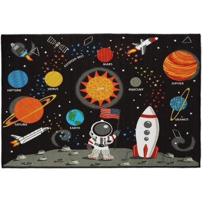 Tapis De Jeu Enfant Miraculous Stars 100x130 Cm - Antidérapant, Antibruit, Certifié Ökotex 100