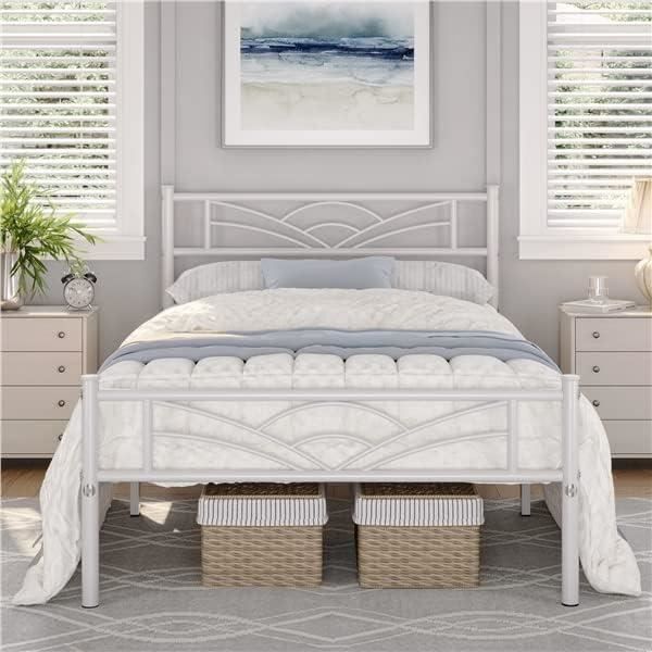 Cadre De Lit Métal Bleu 90x190 Cm – Avec Sommier à Lattes Inclus, Design Moderne, Pour Chambre Adulte Studio