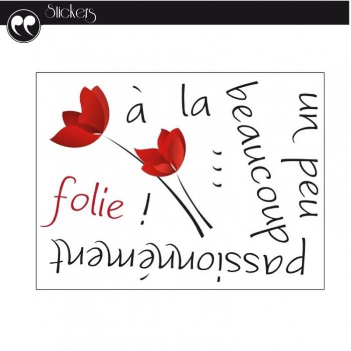 Stickers Citation Un Peu Beaucoup Passionnement A La Folie Achat Vente Stickers Cdiscount