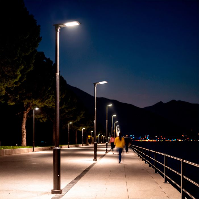 Lampadaire LED Solaire 6400 lm 160 lm/W Sinaí avec MPPT et Détecteur de Mouvement 4000K Blanc neutre Lampadaire LED Solaire 6400 lm 160 lm/W Sinaí avec MPPT et Détecteur de Mouvement 4000K Blanc neutre