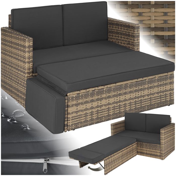 Tectake canap&eacute; de jardin corfou modulable - marron naturel 403688