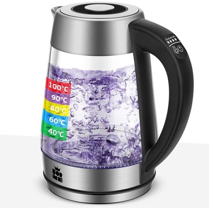 Bouilloire Électrique Inox 1.7L ForMe - Température Réglable 40-100°C, LED Affichage, Maintien Au Chaud 2h, Sans BPA