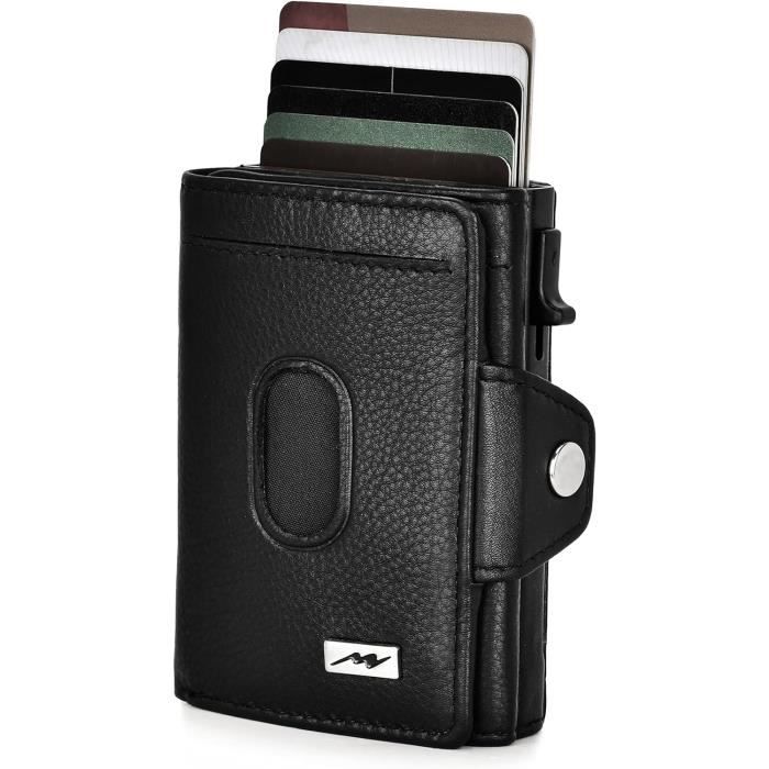 Nappe Transparente épaisse Portefeuille Cuir Buffle MJ-Design Allemagne - Grand Format Avec /NFC, 11.5x15.5cm Protection RFID