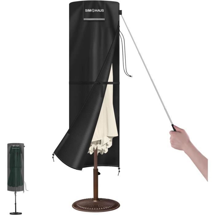 2 Housses Imperméables Pour Manche De Parasol - Noir, En Pongé, Protection Transport