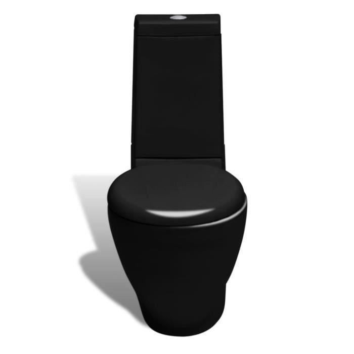 Toilette standard - VIDAXL - avec réservoir carré - céramique noire - double mécanisme de chasse