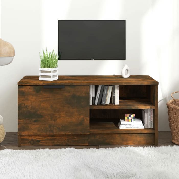 vidaXL Meuble TV Chêne fumé 80x35x365 cm Bois dingénierie 817117