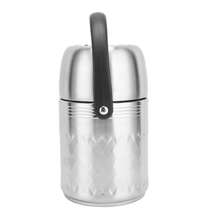 Boîte Repas Isotherme En Acier Inoxydable 1,8 L - Garde Au Chaud 6h, Avec Compartiments Et Poignée