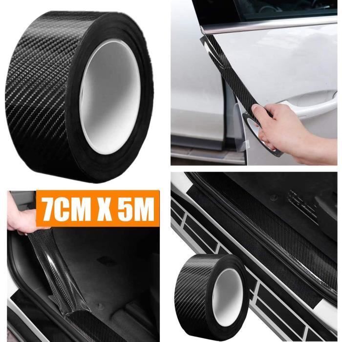 5 Protections Seuil De Porte Voiture En Fibre De Carbone - Autocollants Anti-rayures Pour Portes Et Coffre