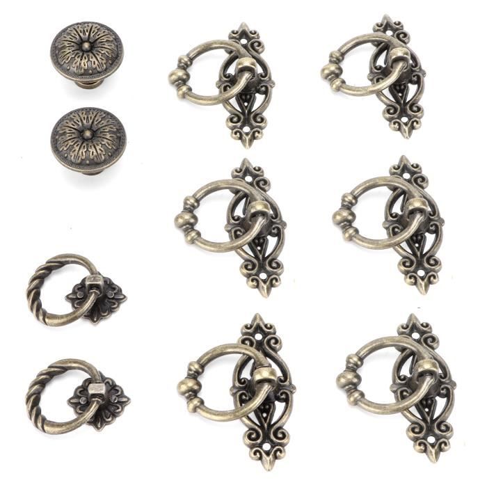 Lot De 8 Poignées De Tiroir Vintage JaneYi, Bronze, Trou Unique, Avec Vis, Neuves