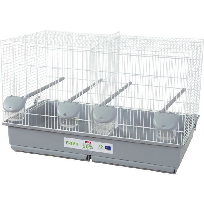 Cage délevage oiseaux - Zolux - Primo 69 x 39 x 44.5 cm - Blanc et gris