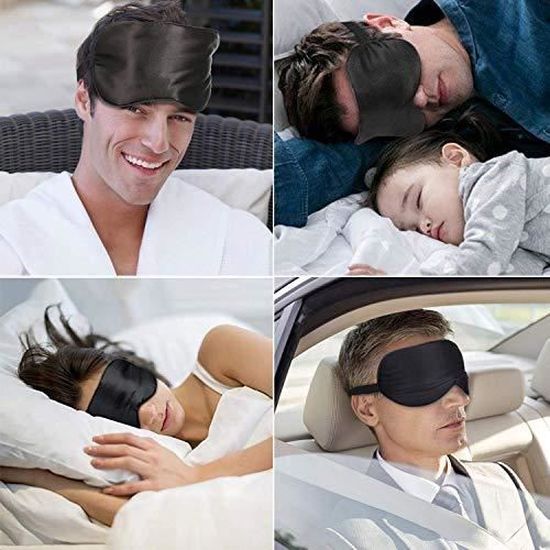 Masque Nuit Soie Naturelle Gritin - Anti-Lumière, Bouchons Oreille - Sangle Réglable Homme/Femme